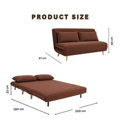 Modern 2 Seater Daybed Sofa Come Bed, Brown Fabric Convertible Sleeper Sofa, Fold-Out Sofa Bed for Living Room, Guest Room & Apartment