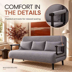 3 Seater Folding Sofa Come Bed, Full Convertible Sofa Bed for Living Room & Guest Room, Triple Seat Sleeper Sofa, Space Saving Recliner Bed