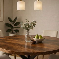 Modern Acacia Solid Wood Round Dining Table with Metal Legs (4-Seater)