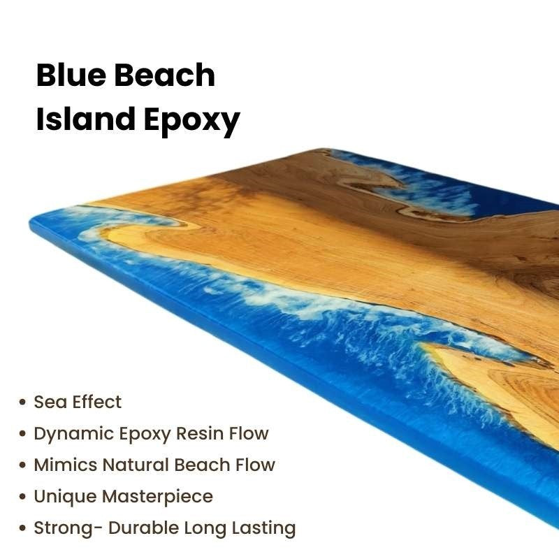 ImperiumX blue beach island standing desk with white legs - 4FT x 2FT