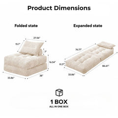 Fold Out Futon Chair | Foldable Single Sofa Bed for Guests