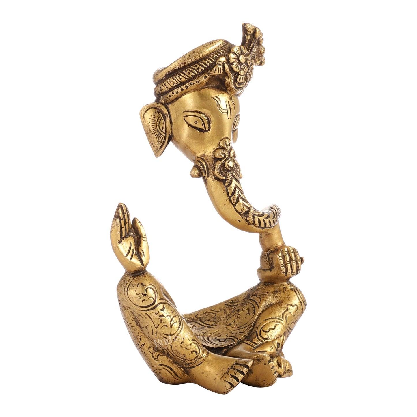 Modern Ganesha abstract unique brass idol/ wearing a pagdi 10 inch