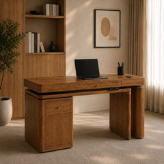 FlowFlex 360-Degree Rotating Electric Adjustable Standing Desk, Modern L shaped Executive Desk with Storage Cabinets
