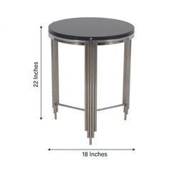 Velvet Arc Side Table | Black Marble Top With Chrome Base | Designer Half-Moon Accent Table