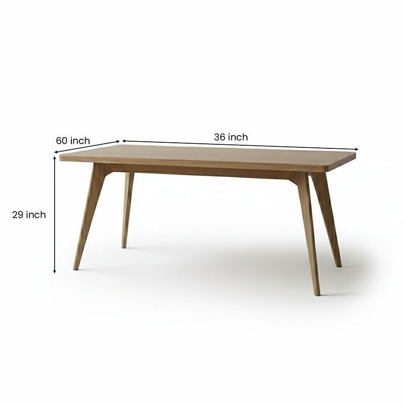 Aero Solid Wood Dining Table, Acacia Rectangular Top, 60x36 Inch Modern Minimalist