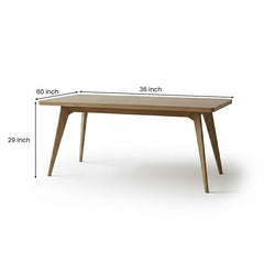Aero Solid Wood Dining Table, Acacia Rectangular Top, 60x36 Inch Modern Minimalist