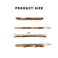 Modern Rustic Live Edge Floating Shelves (Set of 4) – Solid Acacia Wood Wall Shelves