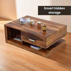 Avana Solid Sheesham Wood Coffee Table | Smart Storage, Modern Design for Living Room Coffee table by Woodensure