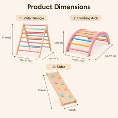 Montessori Pikler Climbing Playset for Kids – Climbing Arch, Pikler Triangle & Slider
