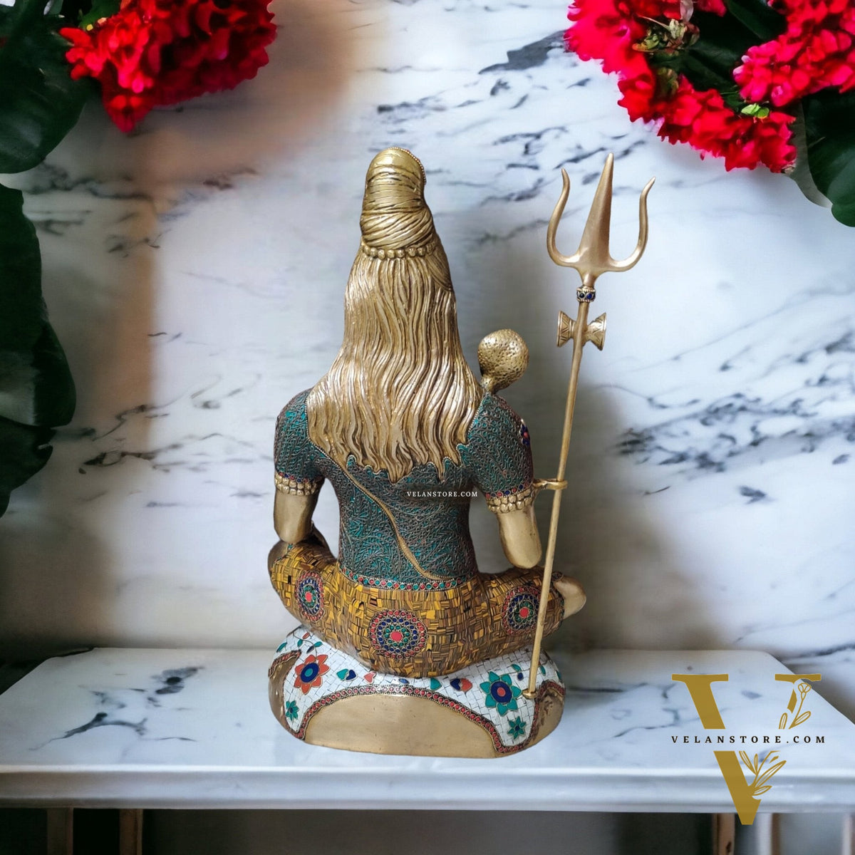 Multi colour Pure Brass Lord Shiva Statue - Handcrafted in India | 22.5 Inch