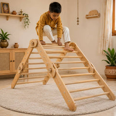 Natural Wood Multi-Shape Convertible Montessori Climbing Frame for Kids