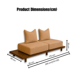 Japanese Style Modular Sofa Bed with Sliding Tea Dining Table – Space Saving Wooden Lounge