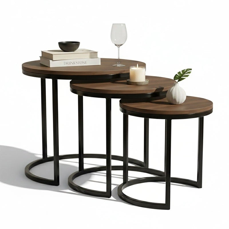 Round Nesting Table . Nesting Table set of 3 . Multi purpose Furniture