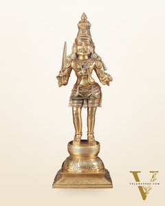 Muneeswarar Pure Brass Large Standing Statue 19.5 inch