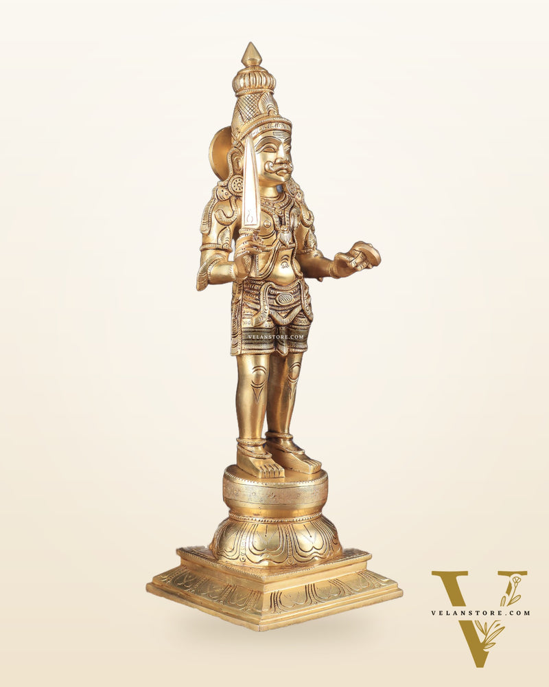 Muneeswarar Pure Brass Large Standing Statue 19.5 inch