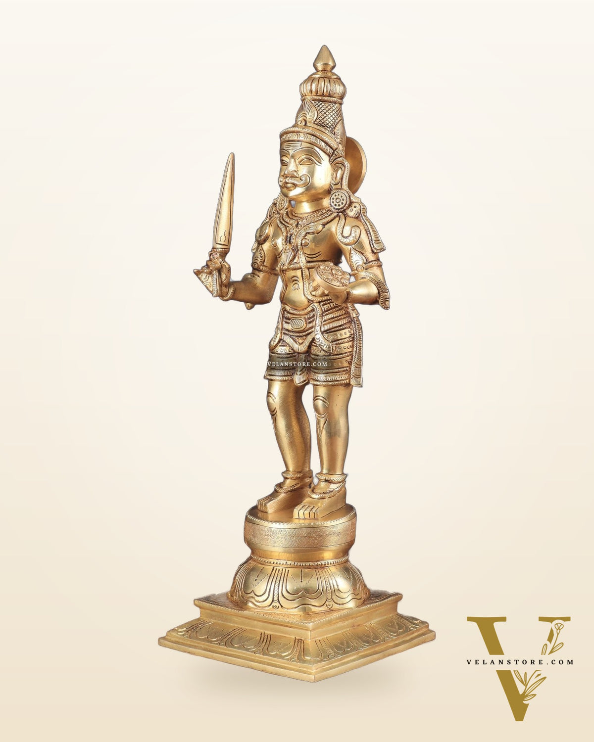 Muneeswarar Pure Brass Large Standing Statue 19.5 inch
