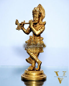 Murlidhar Krishna Idol: Exquisite 9-Inch Brass Idol - Symbol of Purity