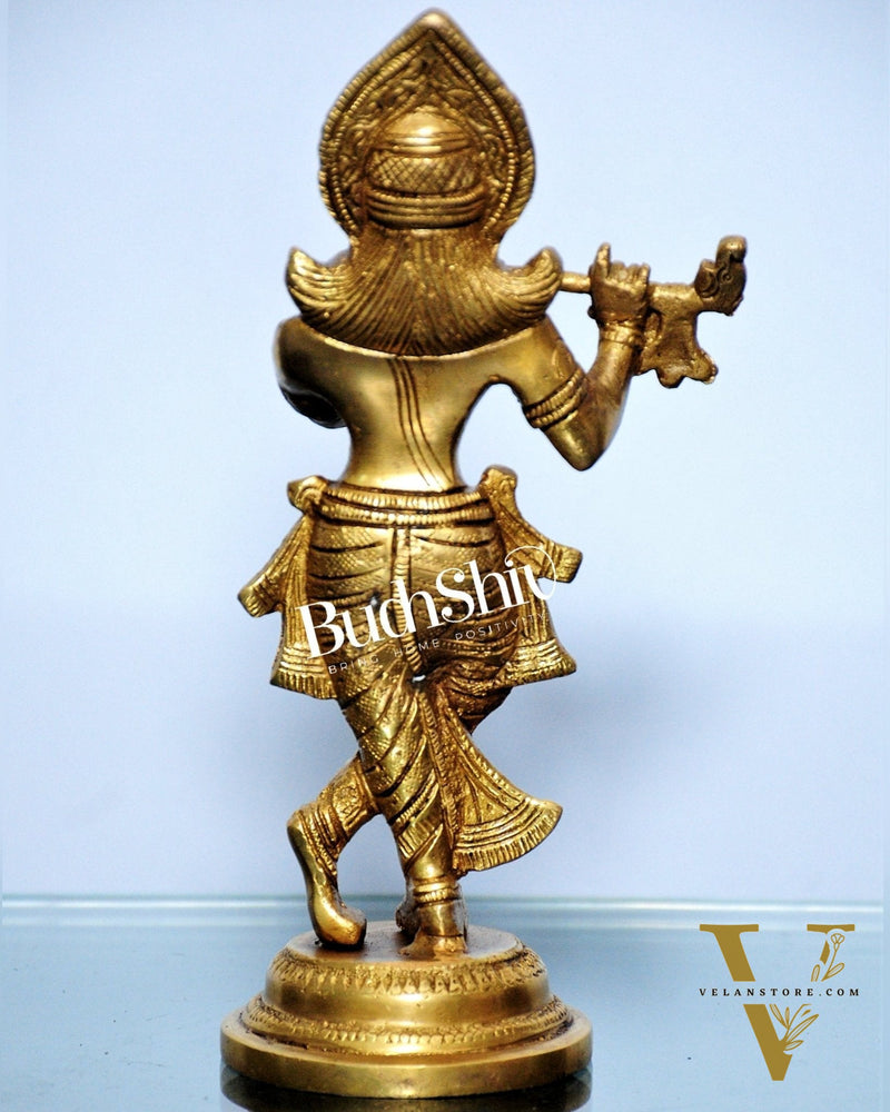 Murlidhar Krishna Idol: Exquisite 9-Inch Brass Idol - Symbol of Purity