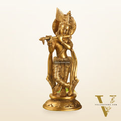 Murlidhar Krishna Idol: Exquisite 9.5-Inch Brass Idol
