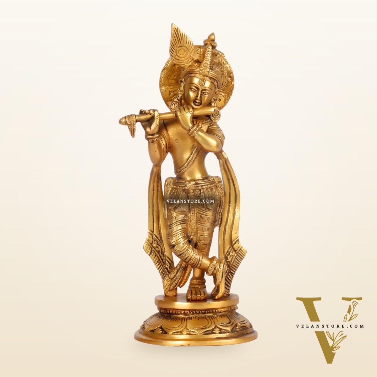 Murlidhar Krishna Idol: Exquisite 9.5-Inch Brass Idol