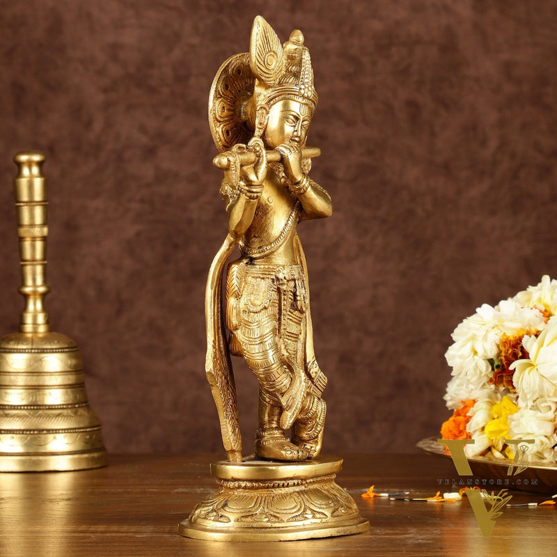 Murlidhari Krishna Idol 9.5" antique finish