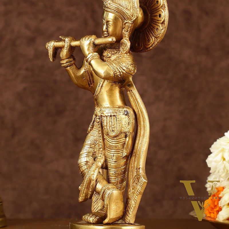 Murlidhari Krishna Idol 9.5" antique finish
