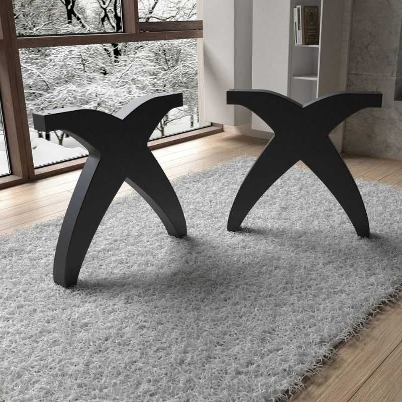 Modern X-Frame Steel Table Base – Black Powder-Coated Metal Legs for Dining or Custom Tables | Sleek Industrial Table Stand