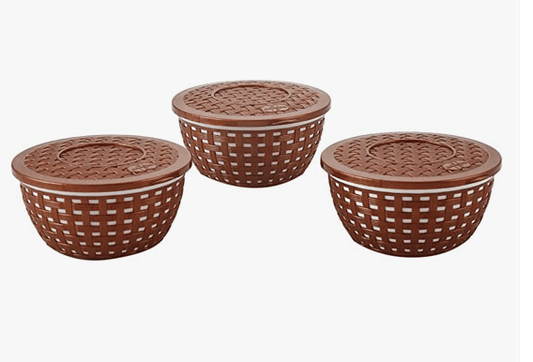 नाकोडा डिसेंट कंटेनर स्टोरेज कंटेनर और ऑर्गनाइज़र सेट किचन, रेफ्रिजरेटर और घरेलू उपयोग के लिए, 350 मिली 3 पीस का सेट