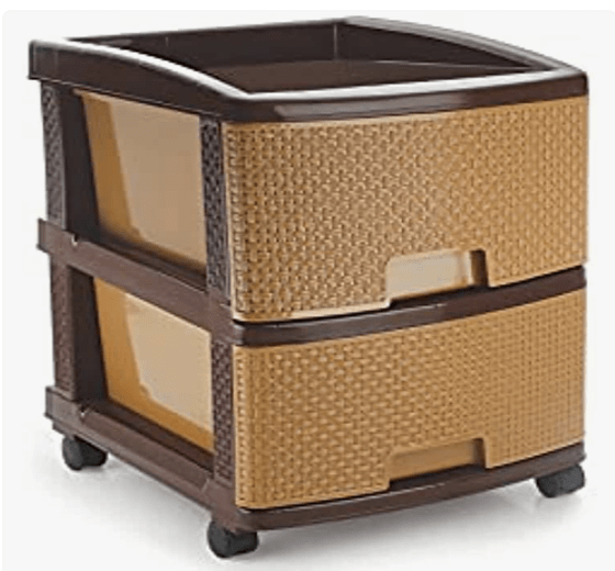 Nakoda Plastics Platina Drawer 2 Layer Plastic Drawer System for Kitchen, Offices, Home, Hospitals, Schools, Doctors, Beauty Parlour, Saloons Colour Bamboo, Color May Vary