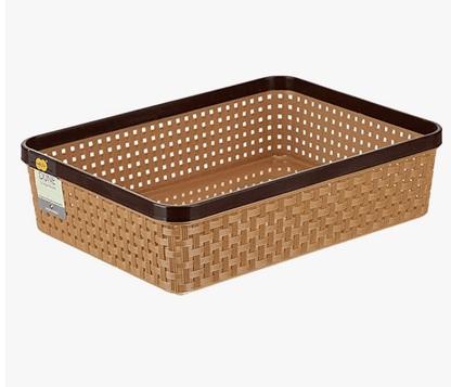 Nakoda 111 Dune Storage Basket Without Lid Multipurpose Use for Kitchen & Home Organiser Box for Fruits Vegetables, Toys, Stationary items, Color May Vary, (286 x 209 x 80)