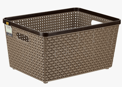 Nakoda 666 Dune Storage Basket Without Lid Multipurpose Use for Kitchen & Home Organiser Box for Fruits Vegetables, Toys, Stationary items, Color May Vary, (330 x 242 x 175)