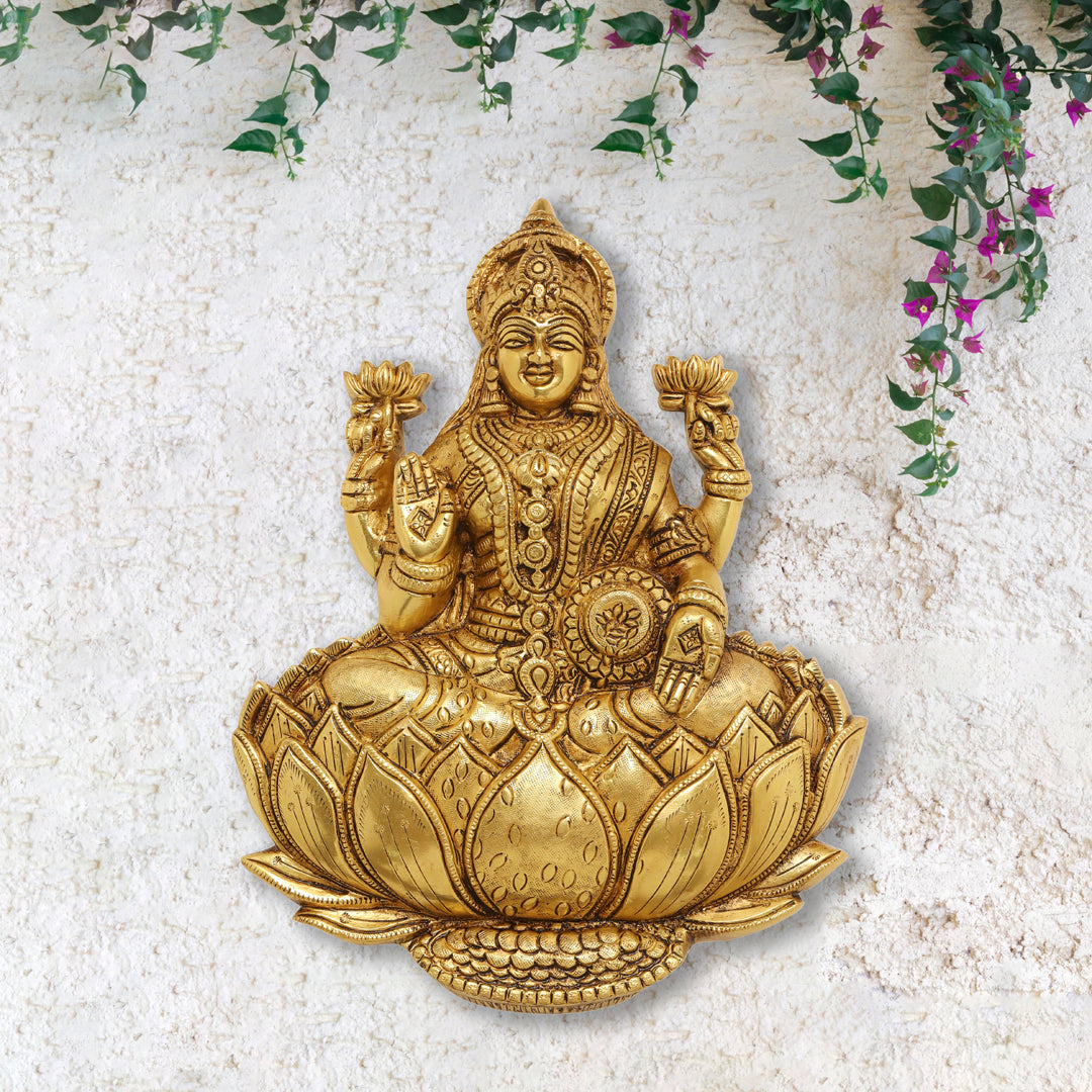 Brass Goddess Lakshmi Wall Hanging (11 Inch)