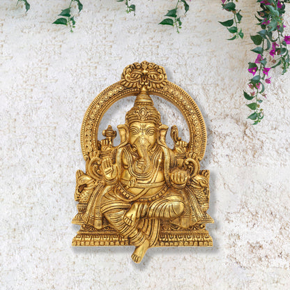 Brass Ganesha Wall Hanging (11.5 Inch)