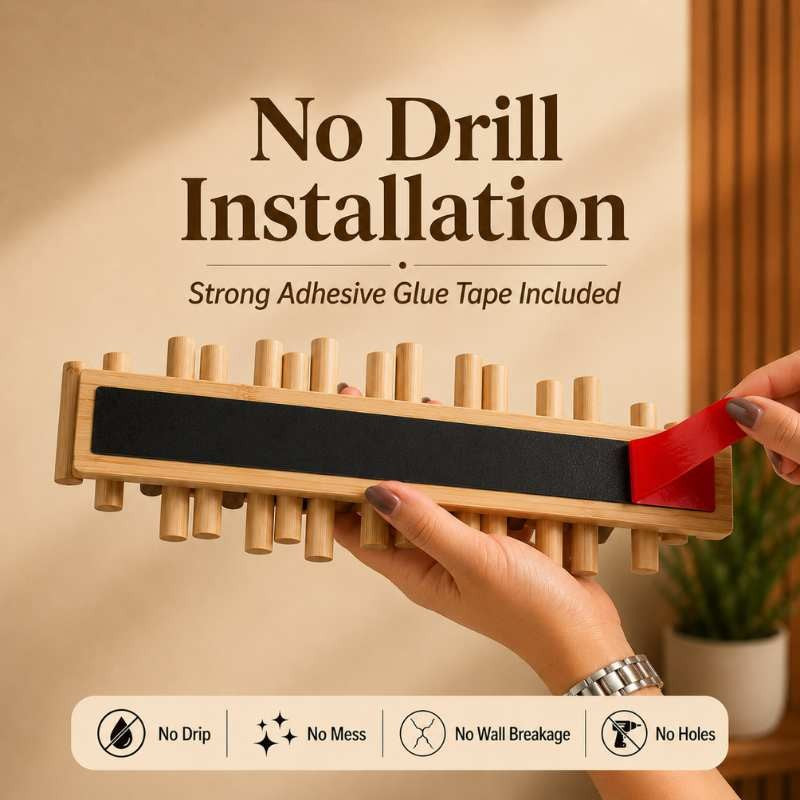 Natural Solid Wood Picket Coat Rack with 7 Flip Wall Hooks