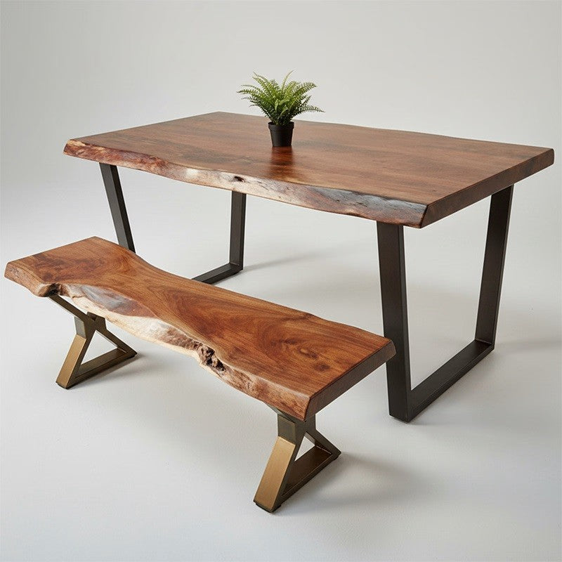 Raw Wood Edge Dining Table