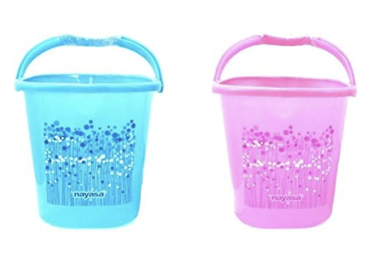 Nayasa Plastic Bathroom Bucket, Multicolour, 25 L (2 Pieces)