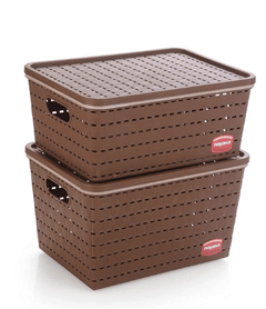 Nayasa Gloria 2 Piece Plastic Basket (Brown)-1