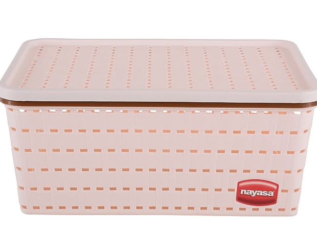 Nayasa Plastic Basket, Peach - by AAROHI13