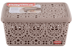 Nayasa Flower Plastic Storage Basket (Brown, SSB049, Medium)-1