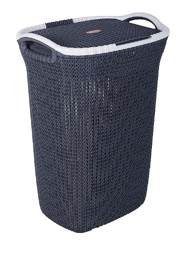 नयासा रस्सी प्लास्टिक कपड़े धोने की टोकरी 54 लीटर 45.5 सेमी x 35 सेमी x 61.7 सेमी | ग्रे