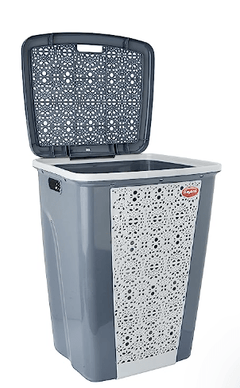 Nayasa Flora Grande Plastic Laundry Basket 67 Litres 39 cmx45.5 cmx57.7 cm|Dark Grey-1