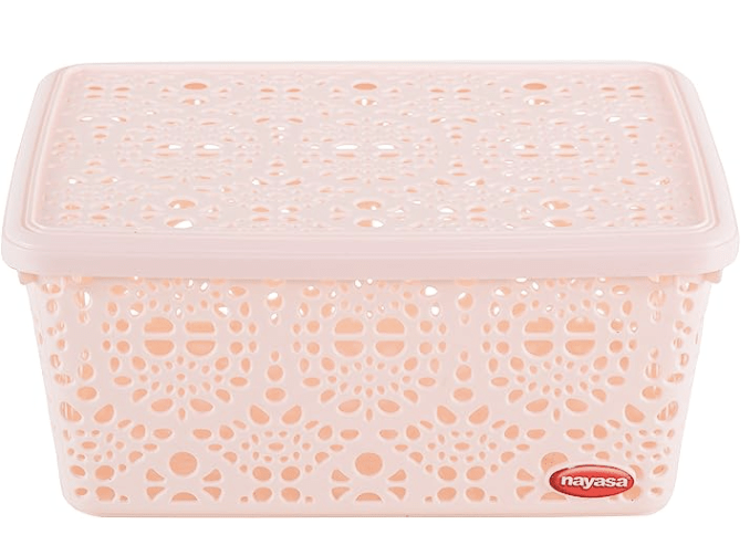 Nayasa Plastic Basket (29 Cm X 21 Cm X 14 Cm, Beige)-1