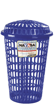 Nayasa Round Plastic Laundry Basket 60 litres 46.7 cmx46.7 cmx71.7 cm|Blue-1