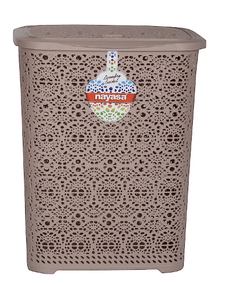 नयासा फ्लावर प्लास्टिक लॉन्ड्री बास्केट 64 लीटर 45.2 cmx38 cmx56 cm|भूरा-1