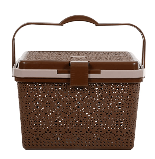 Nayasa Plastic Flower Piece Basket (40 Cm X 40 Cm X 30 Cm, Brown)-1