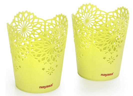 नयासा लेसी 2 पीस प्लास्टिक लंबा बास्केट सेट, हरा