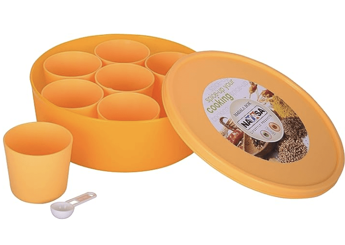 Nayasa Superplast Vital Big Plastic Masala Box Set, 15-Pieces, Orange