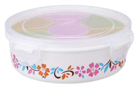 Nayasa Plastic Printed Masala Box (3-inch, Multicolour)