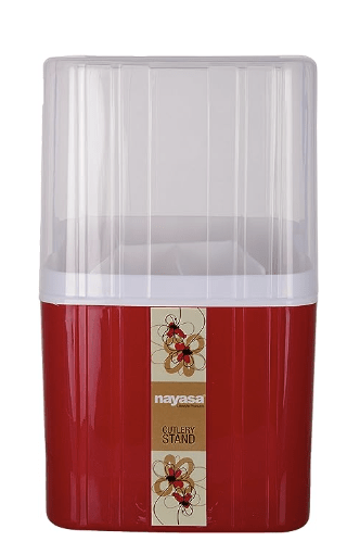 Nayasa Plastic Cutlery Stand, 1 Pieces, Red-1
