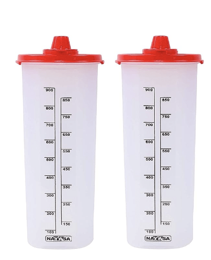 Nayasa Plastic Microsafe Oil Dispenser-Pack of 2 (1000 ml, Multi-Color), Standard, (NP3332X2)